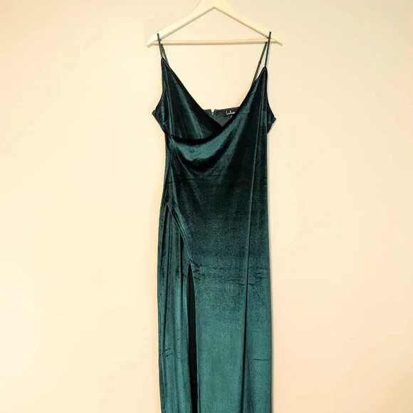 Lulus | Dresses | Lulus Green Velvet Formal Maxi Dress With Slit | Poshmark